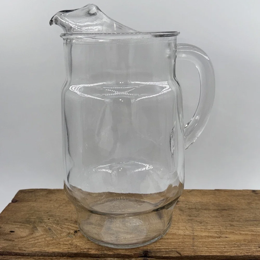 Vintage Glass Tea & Lemonade Ice Lip‎ Pitcher – Clear Classic Serveware 9